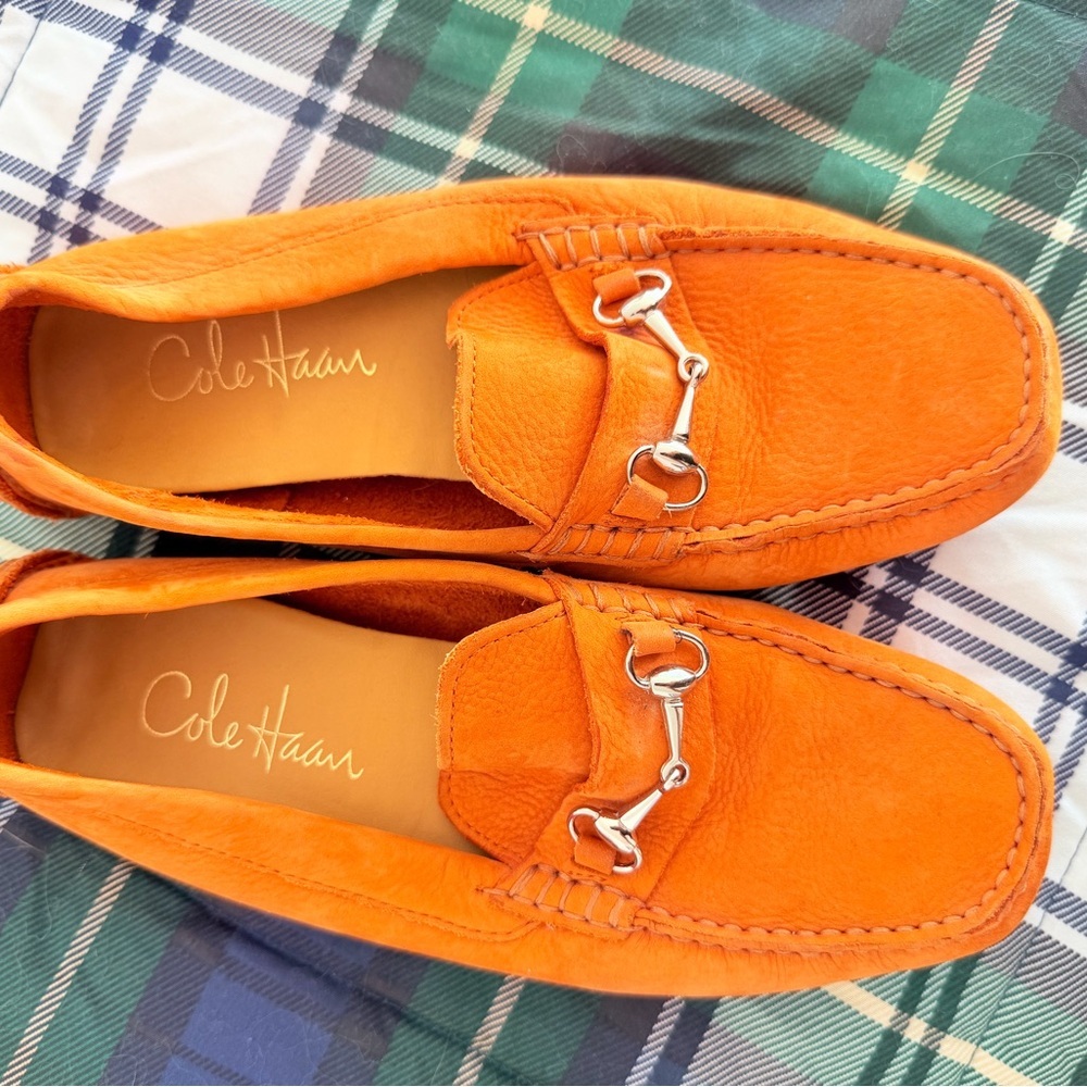 Cole Haan Vibrant Orange Suede Driving Loafers size 6 - Picture 10 of 11
